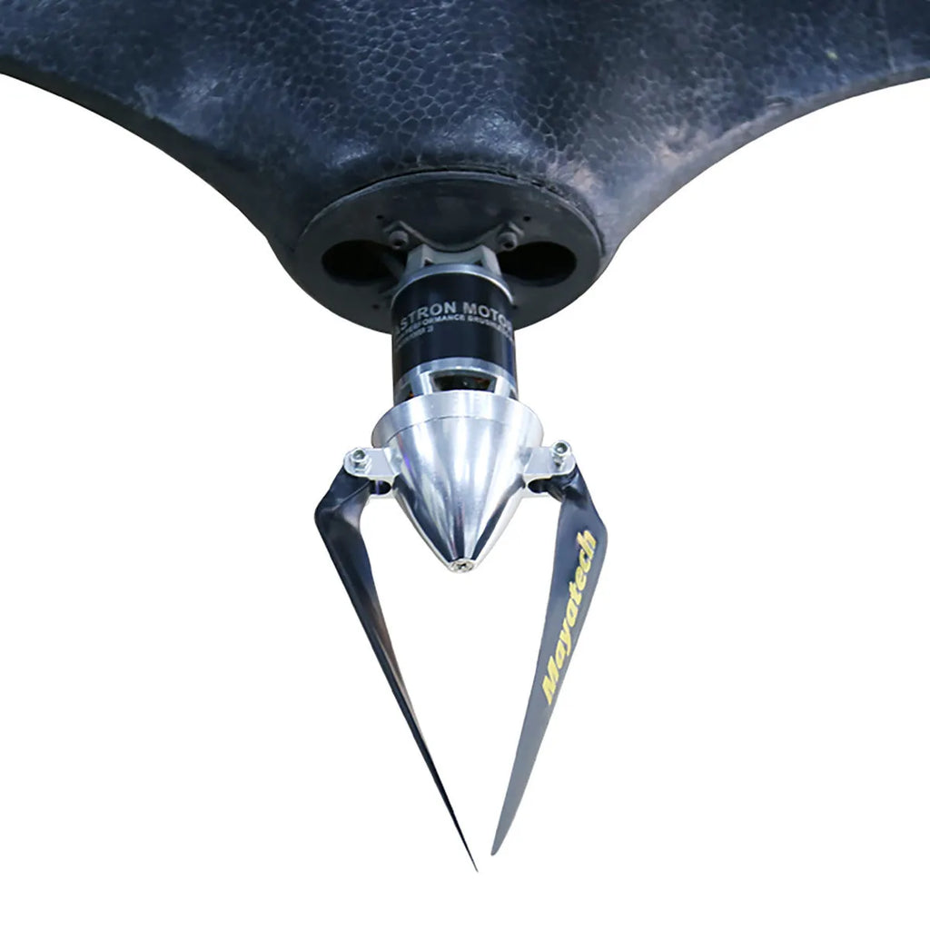 Black folding kayak paddle with quick-disassembly fittings, showing PE blade.