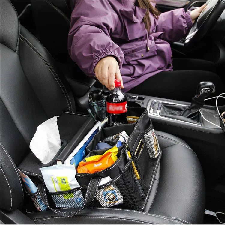 Black Oxford cloth car storage box with 33cm dimensions for vehicle trunk organisation