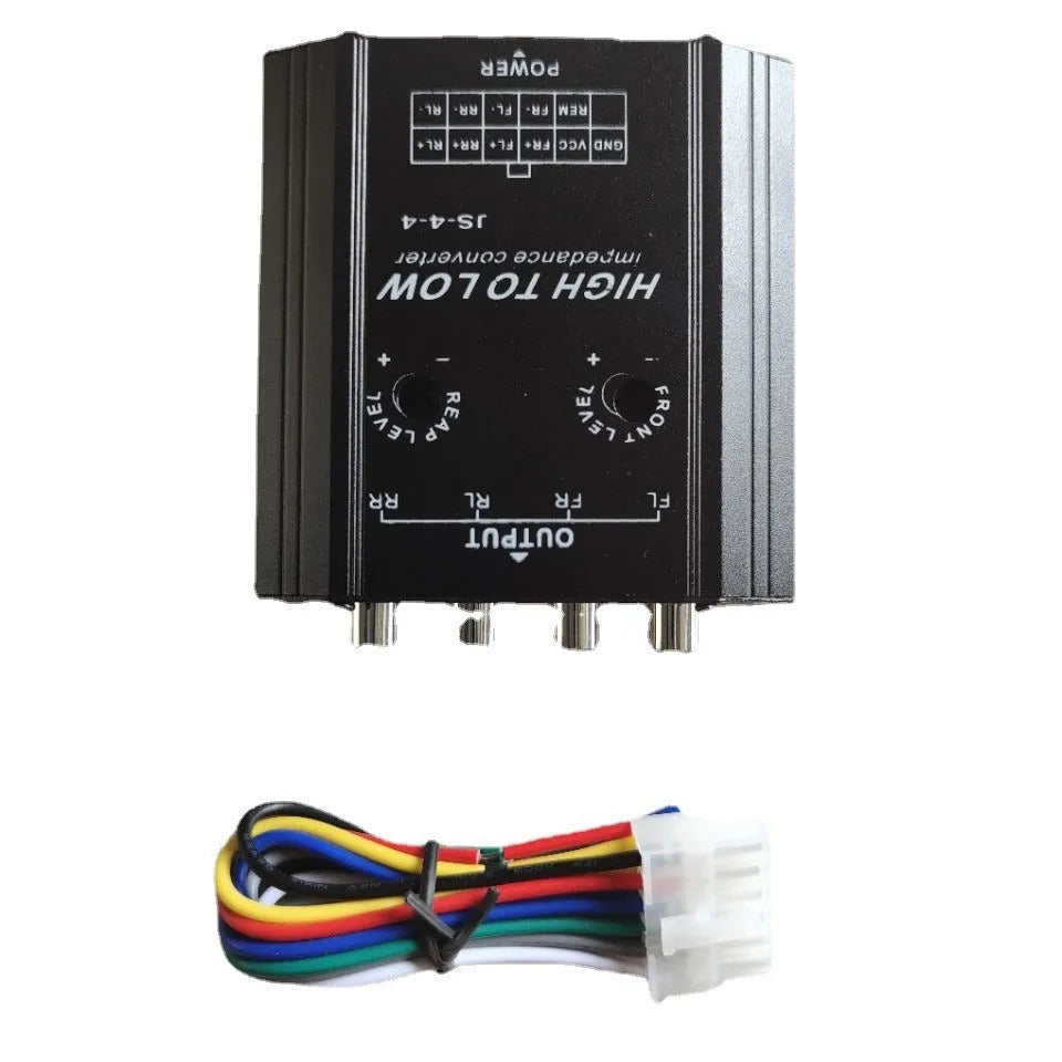 4-channel high-to-low audio converter aluminium alloy metal shell 80x80x25mm car audio modification