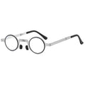 Folding portable reading glasses with metal full frame in black and silver colours for small faces