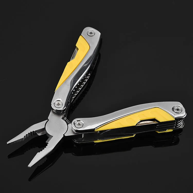 Foldable stainless steel 3CR13 multi-function pliers, 15.8cm full length, with tail lock and 600D nylon bag