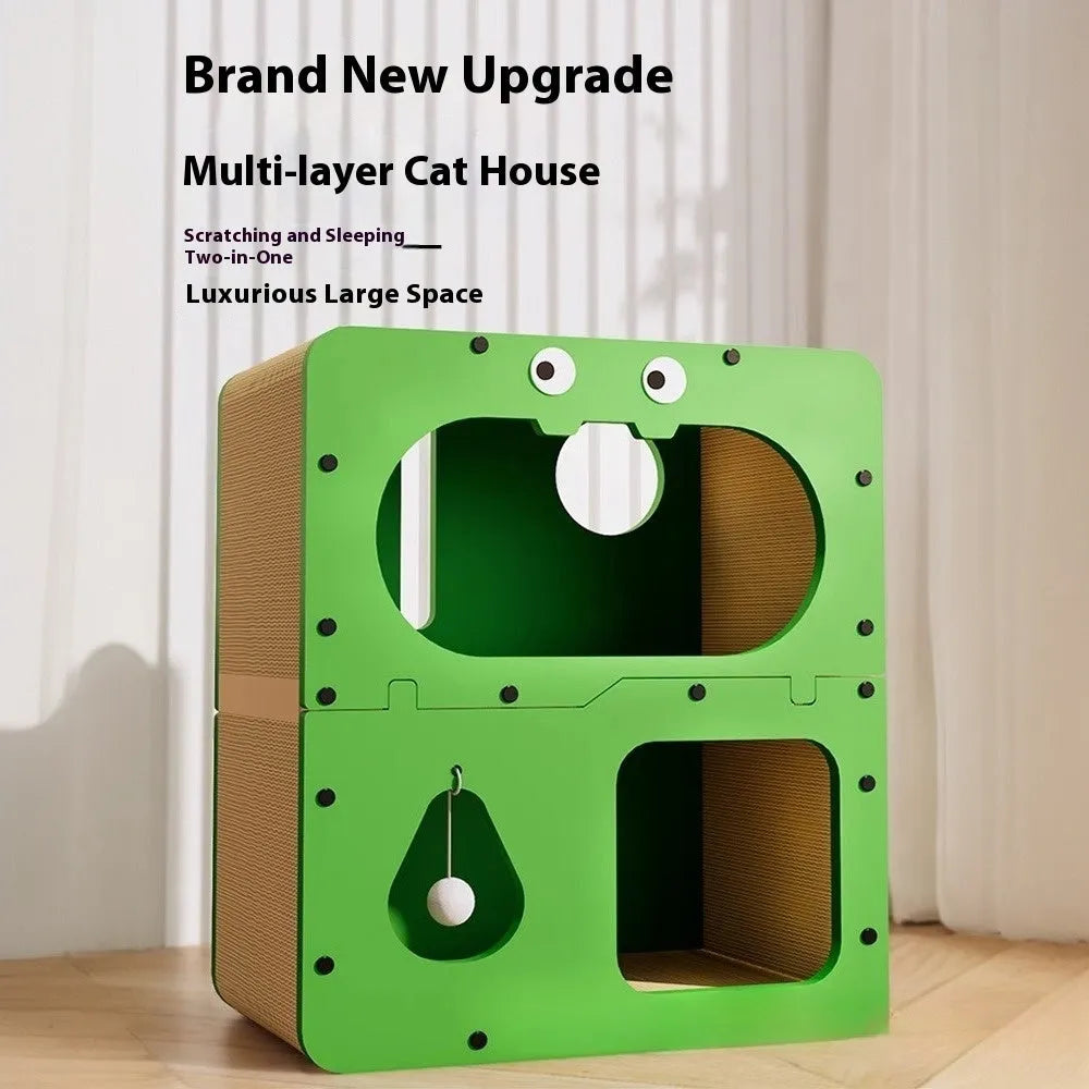 Double layer cat scratching board and nest in a choice of cute styles including owl and cat head.