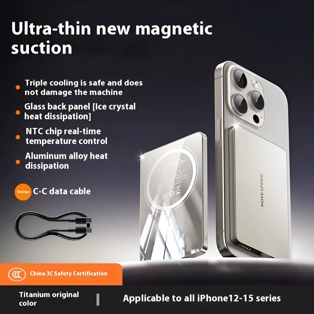 Magsafe portable compact wireless power bank 5000mAh in Space Gray with magnetic alignment