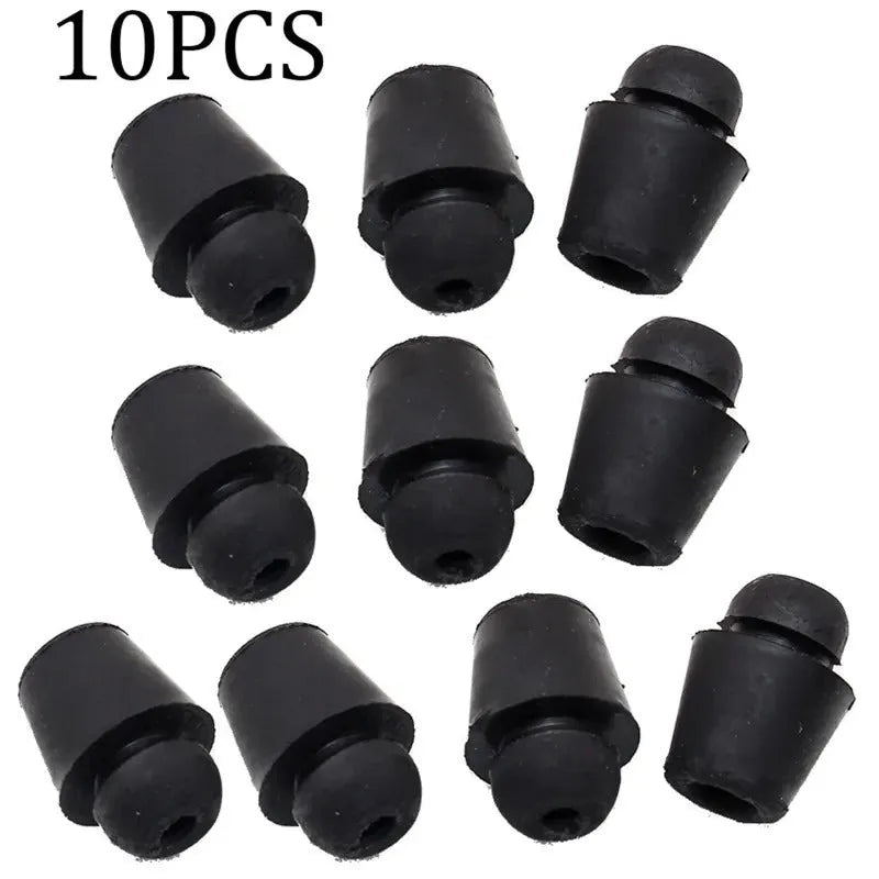 Ten X16 coloured rubber automobile shock absorption clips for universal vehicle damping applications