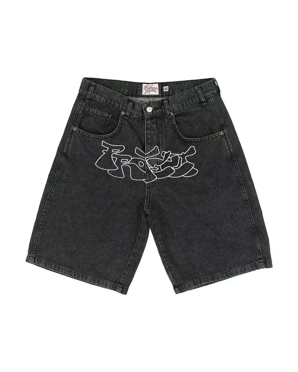 Men's straight cut denim shorts in D36 colour with hip hop styling and micro elastic fabric