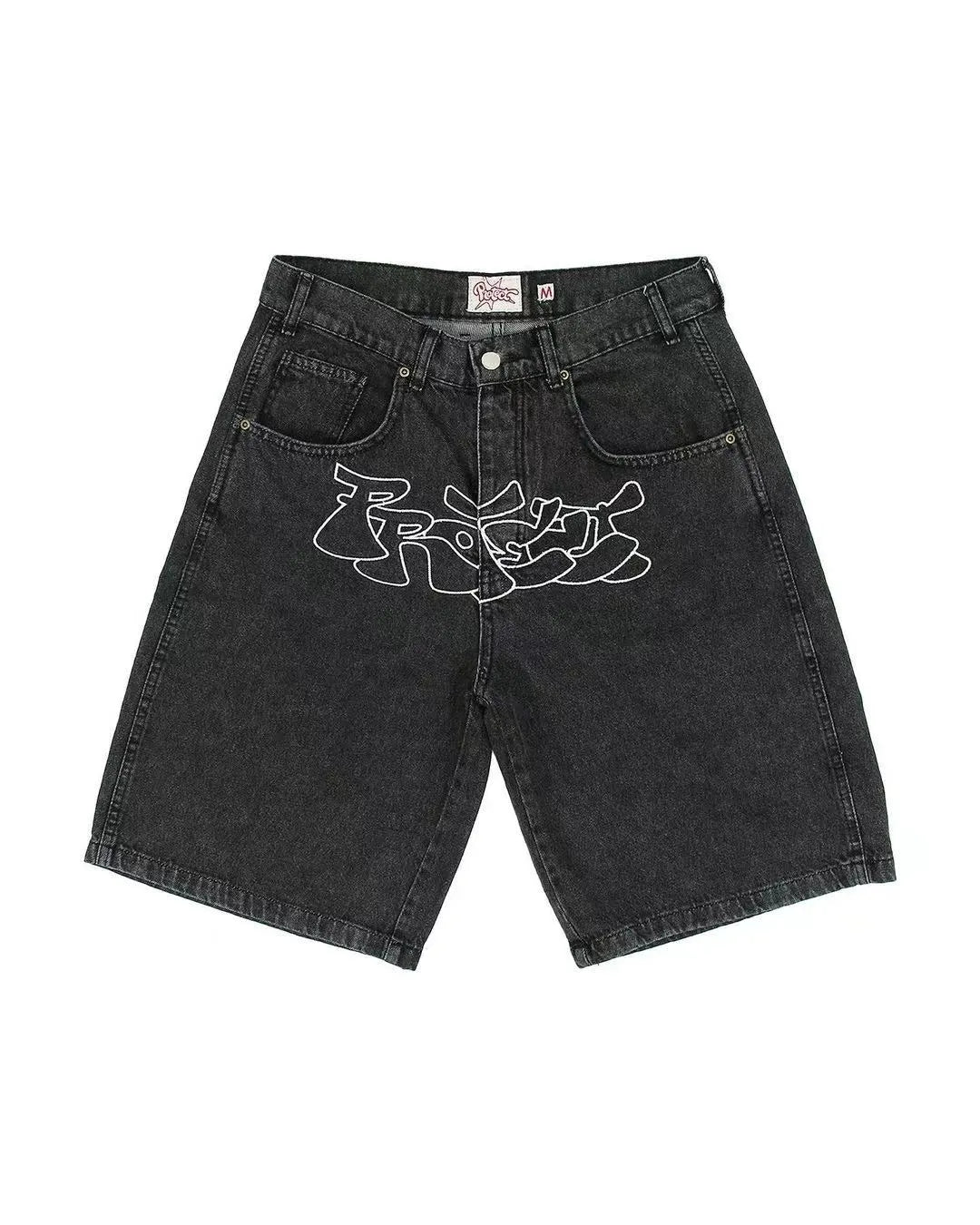 Men's straight cut denim shorts in D36 colour with hip hop styling and micro elastic fabric