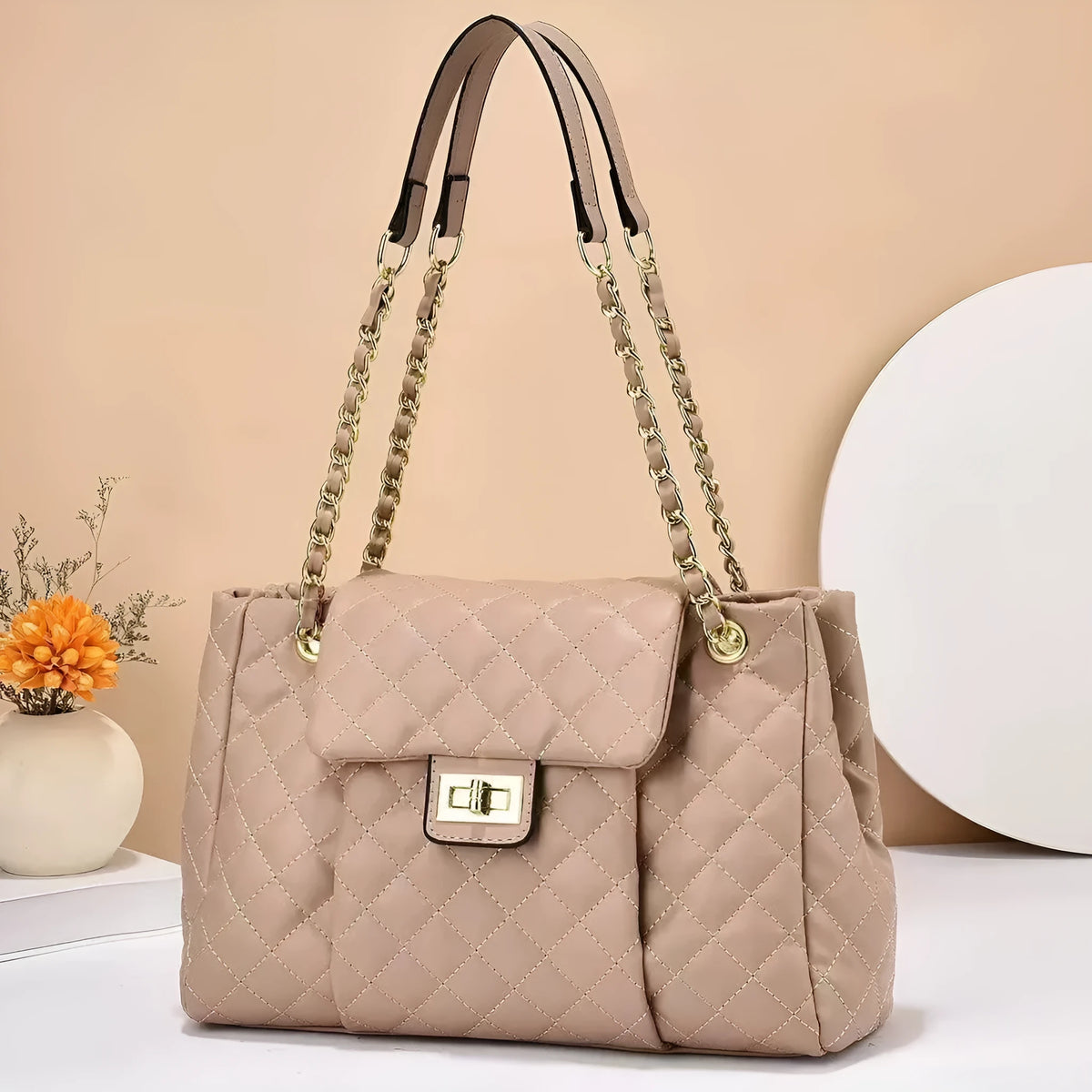 Women's PU crossbody bag with embroidered rhombus pattern, chain strap, horizontal square shape, six colours