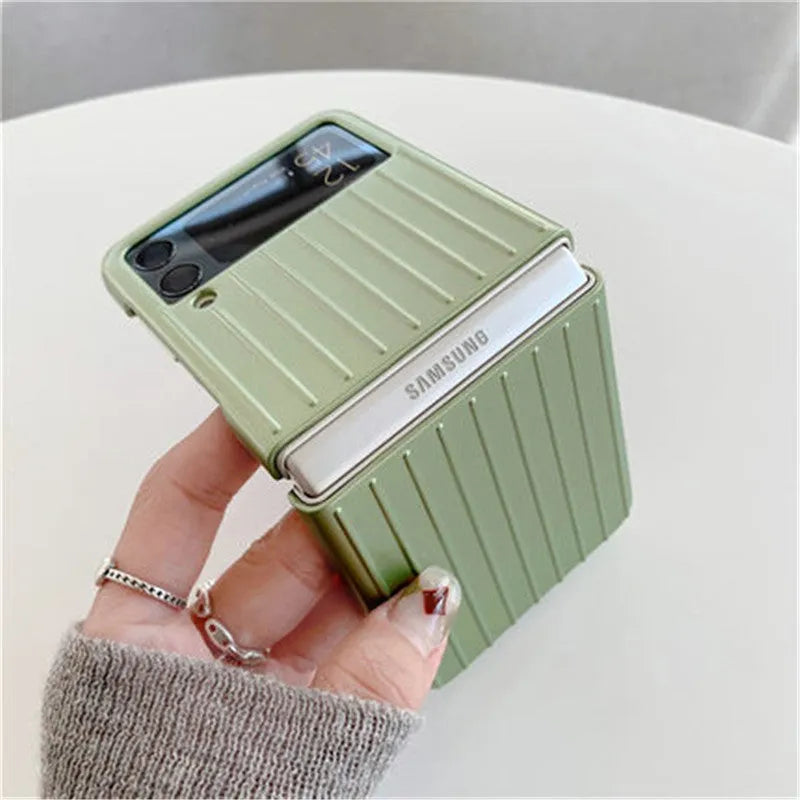 Ultra-thin black flip case for a Samsung Z Flip3 folding mobile phone.