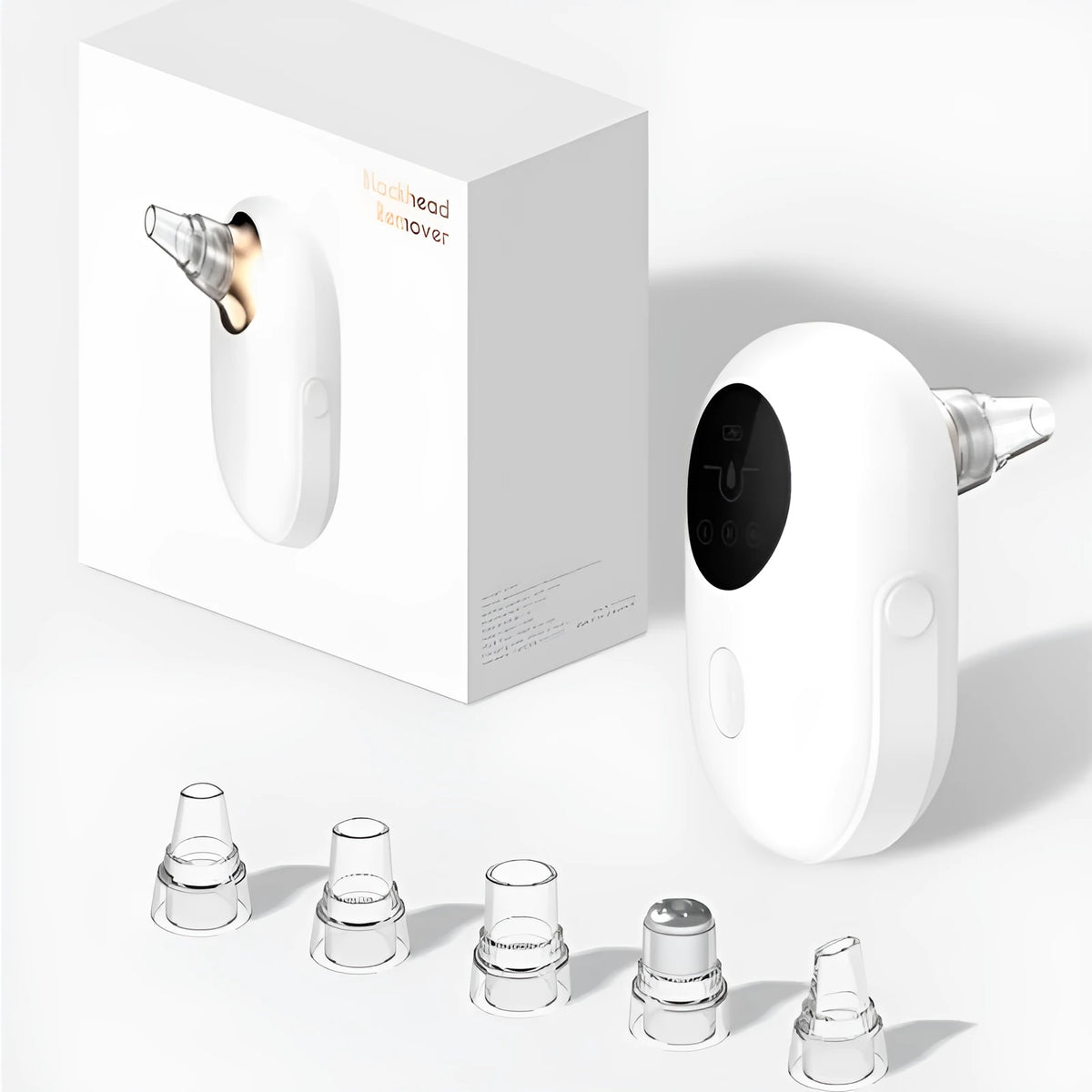 Gold rechargeable electric face cleanser with two brush heads for blackhead removal and deep cleaning