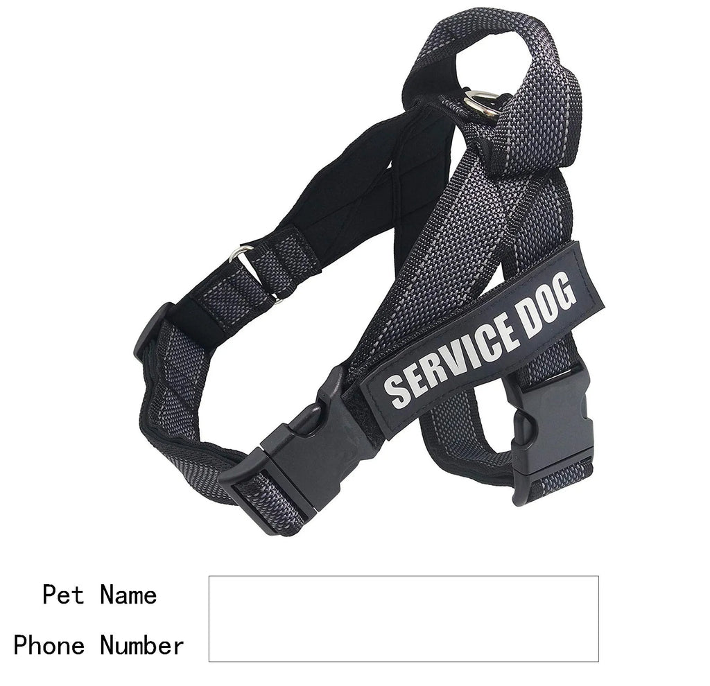 Personalise pet harness reflective adjustable vest for dogs, black colour, side view