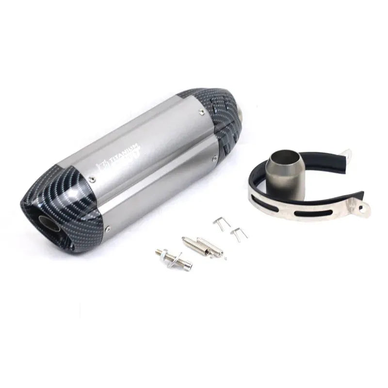 Stainless steel motorcycle exhaust modification kit with 51mm interface and 370mm total length