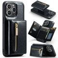 Glitter wallet magnetic phone case in combination black for iPhone with card slot