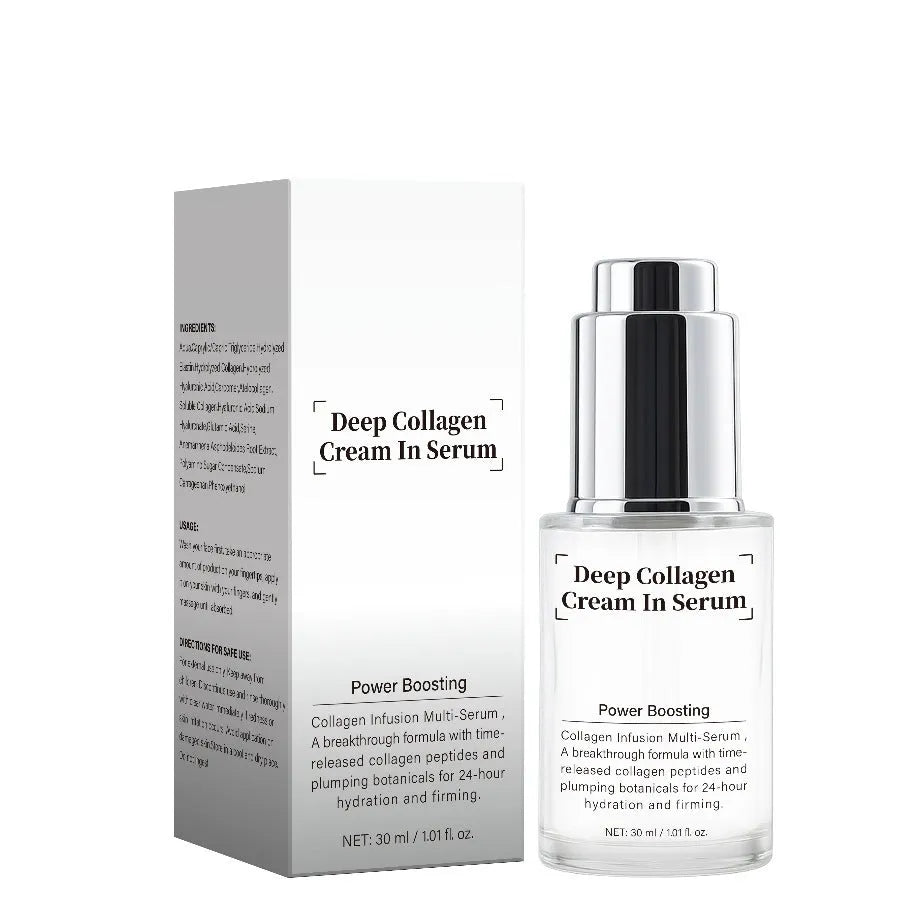 Deep Collagen Cream 30ml facial moisturiser, single 30ml essence for skincare and makeup prep