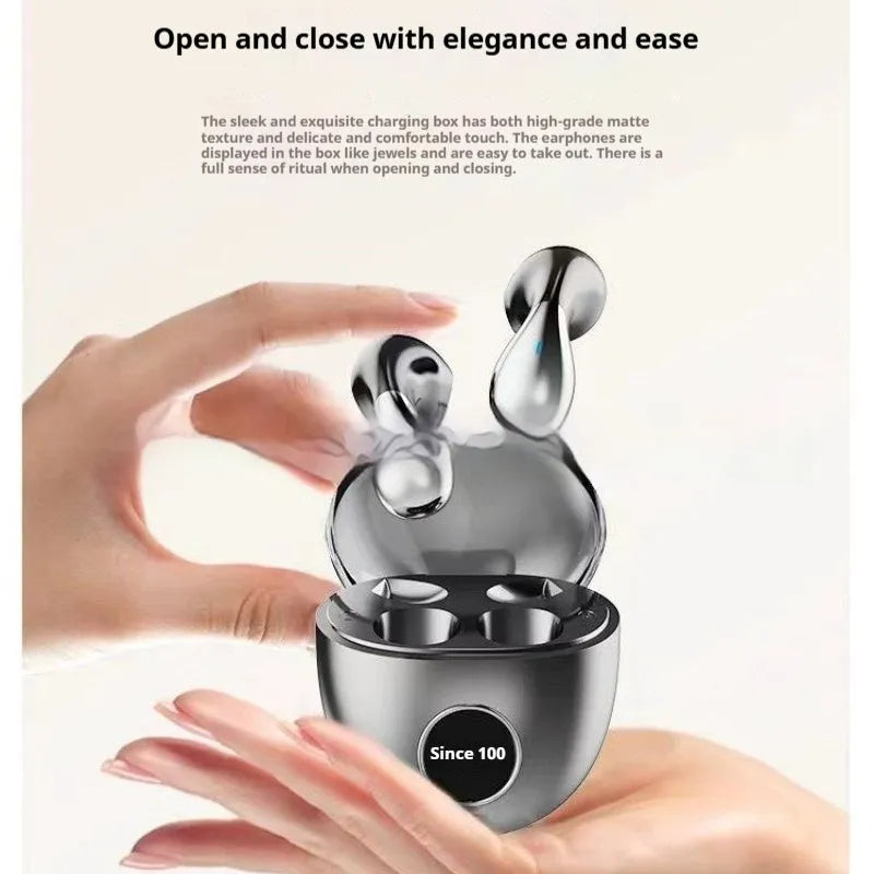 T31 water drop wireless Bluetooth stereo headset with digital display in black or white exquisite gift box