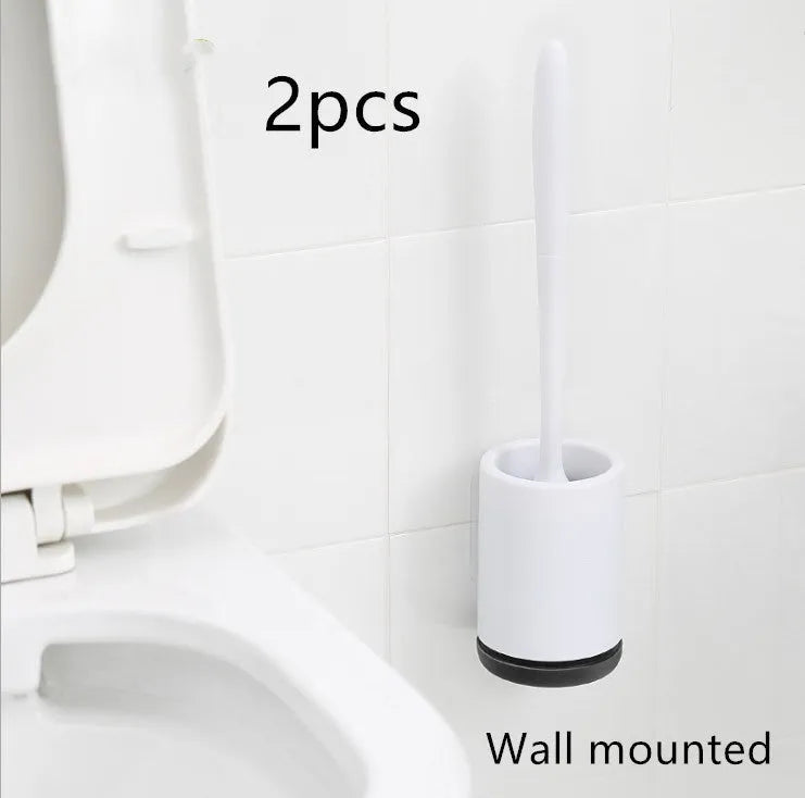 Non-stick TPR toilet brush with PP handle and hollowed brush head, white and black, 41 cm tall