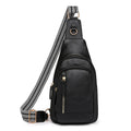 Women's soft brown PU messenger chest bag with crossbody strap and zip compartments.