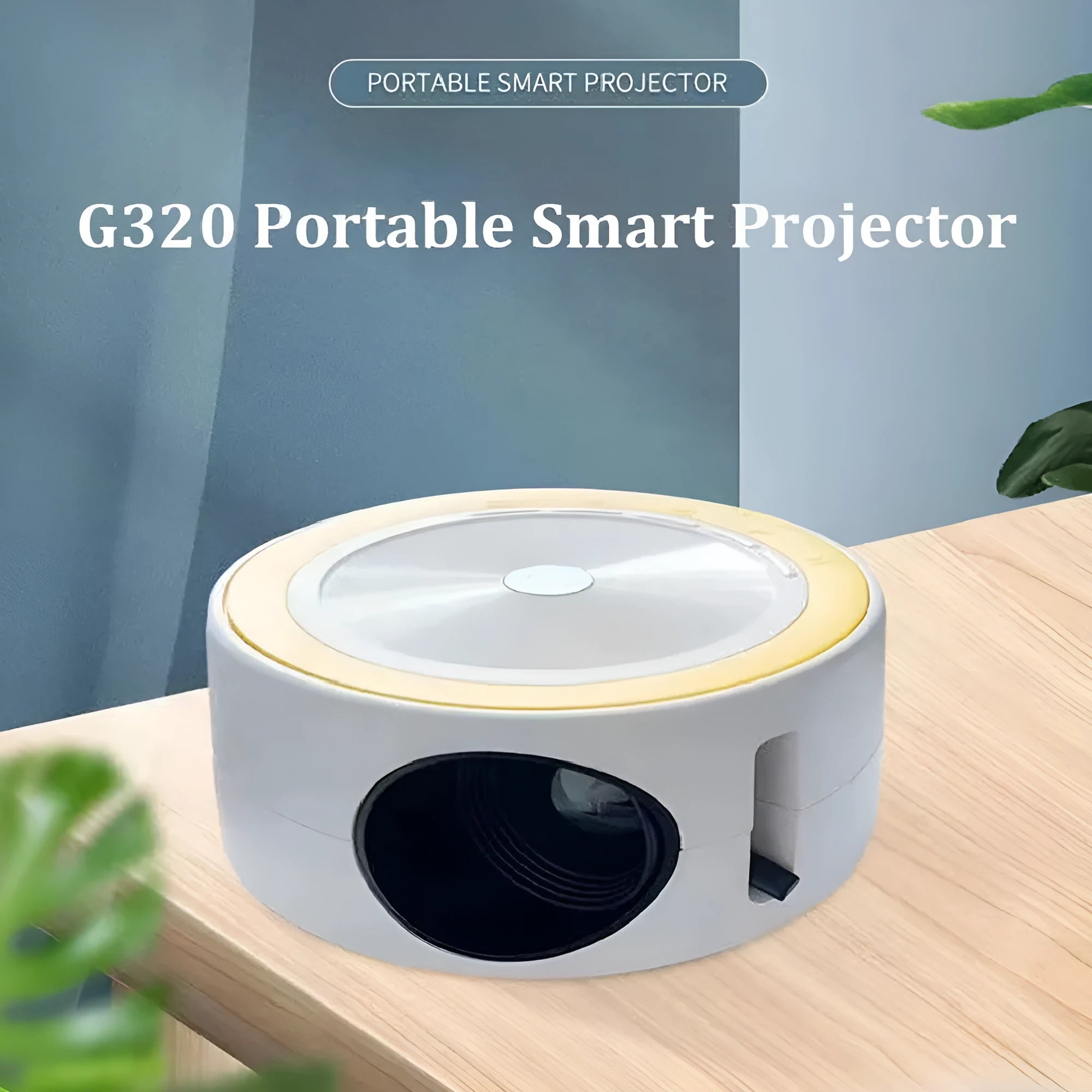 YT200 compact portable LED projector in black, white, yellow/white, or blue/white with USB cord and remote control