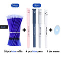 Hot-erasable pen set with 0.5mm fine point tip available in black, blue, and red colour options