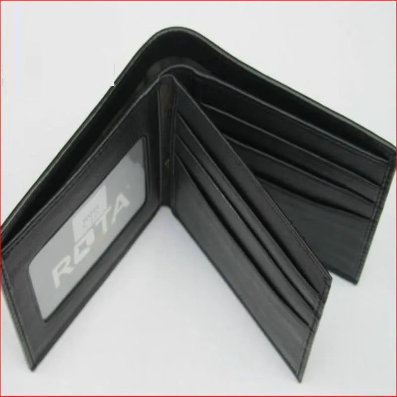 Genuine leather pearl fishskin wallet in horizontal square shape on a plain background