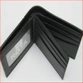 Genuine leather pearl fishskin wallet in horizontal square shape on a plain background