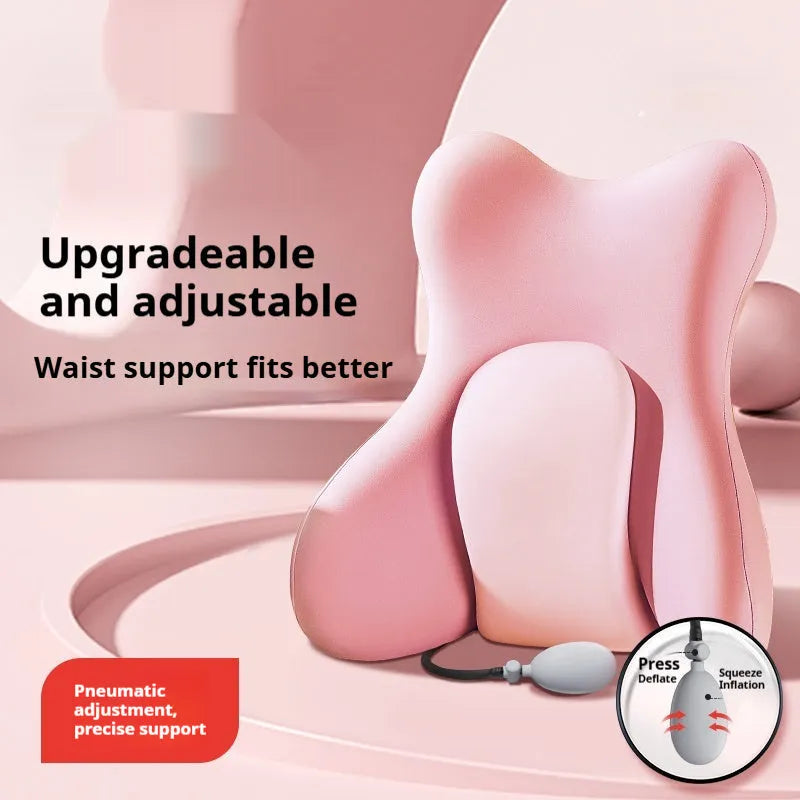 Memory foam backrest waist pad in brown, gray, pink or purple colours with removable washable cover