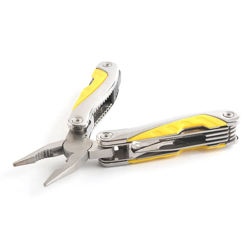 Foldable stainless steel 3CR13 multi-function pliers, 15.8cm full length, with tail lock and 600D nylon bag