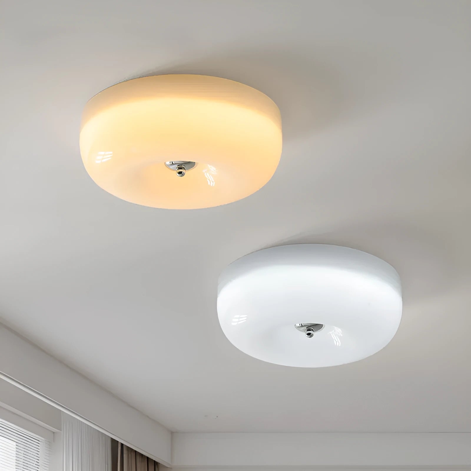 American-style cream coloured bedroom ceiling lamp with three-colour light.