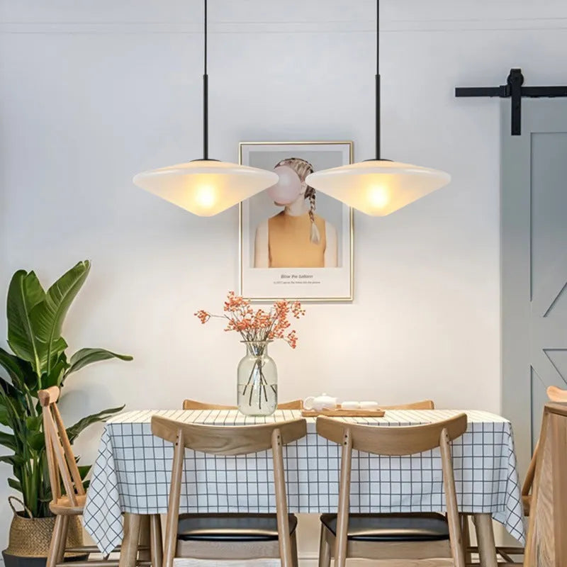 Nordic post-modern UFO glass chandelier with three sizes 25cm 30cm 35cm for bedroom dining room