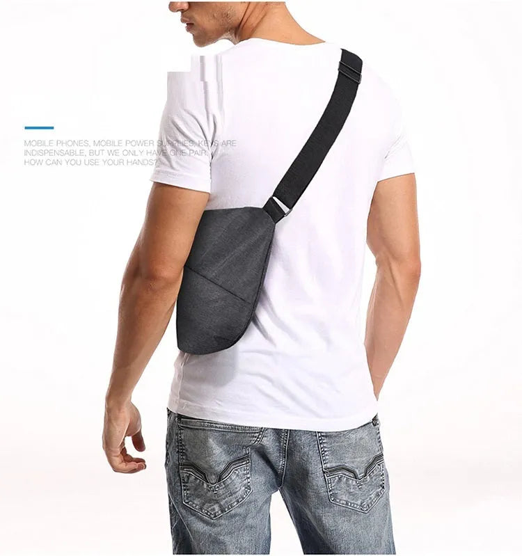 Digital storage canvas chest bag crossbody anti-theft package, dark gray right shoulder, business travel
