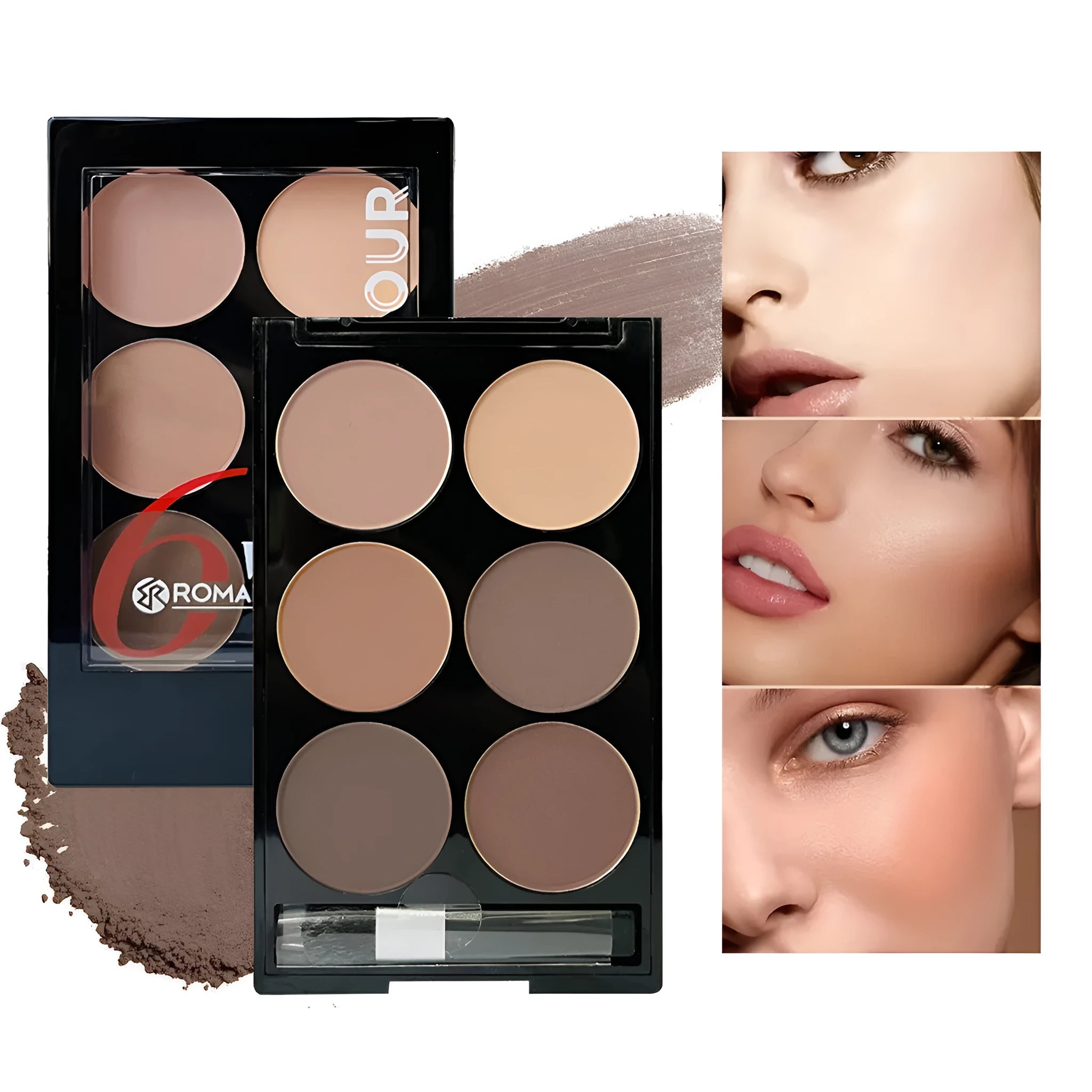 Matte brightening base contour compact 16.8g with eye shadow plate in F583 colour box for women