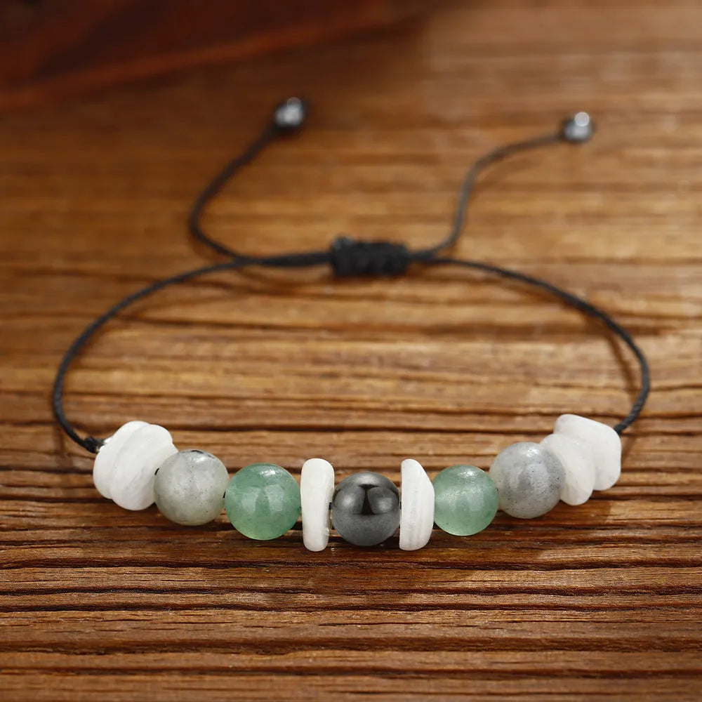 Handmade geometric stone bracelet with wax line construction in colour 3906
