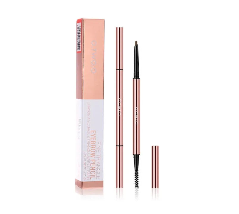 Eyebrow make-up stick in a colour box, showing the six shade options: Auburn, Blonde, Caramel, Dark Brown, Soft Brown, Taupe.