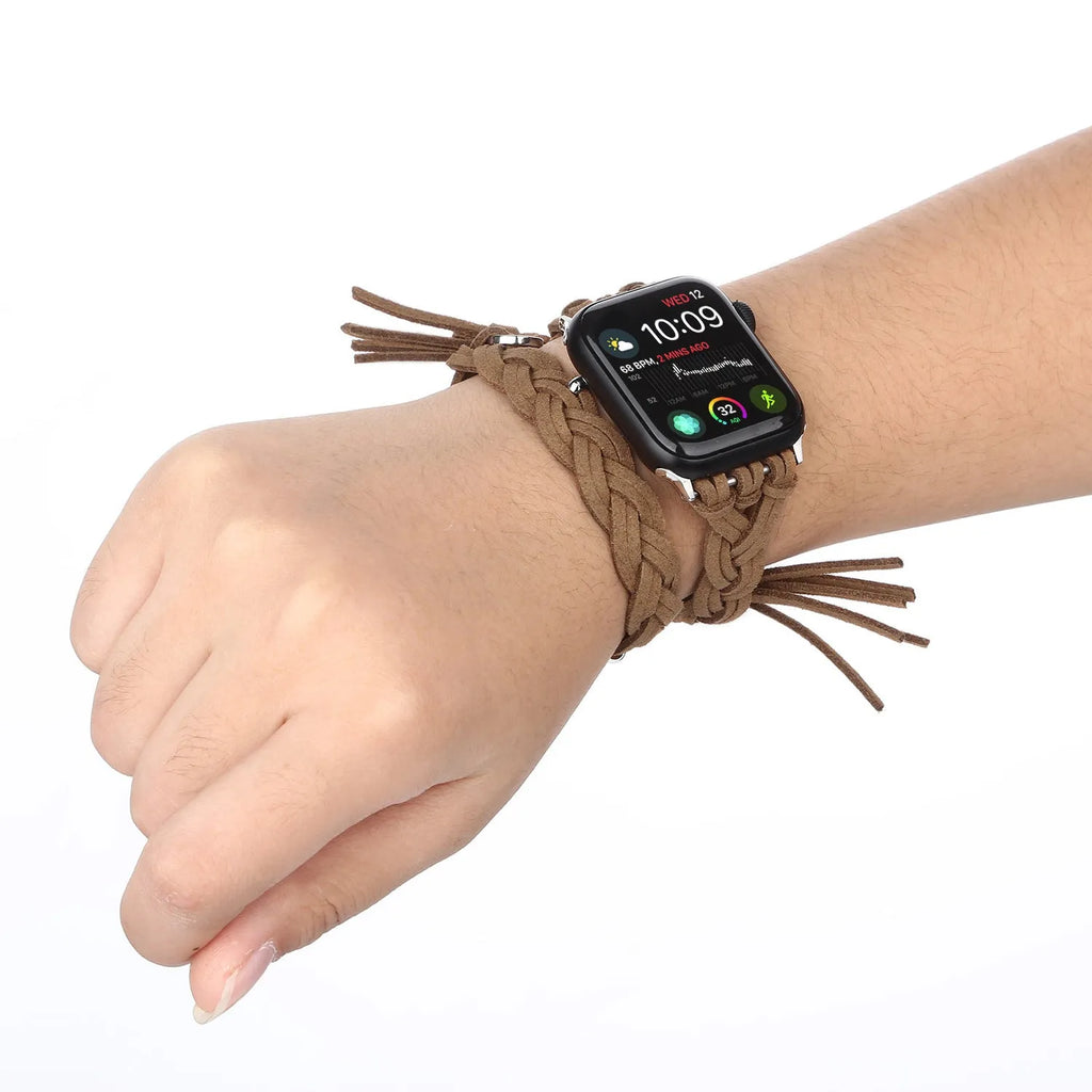 Genuine leather cord braided smart watch strap for iWatch in six colours