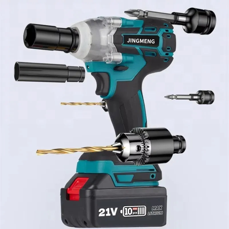 21V brushless electric impact wrench with lithium battery and 12.4mm metal chuck