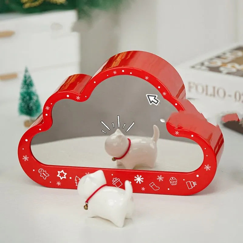 Assembled building block cloud night lamp with decorative mirror frame and LED table light