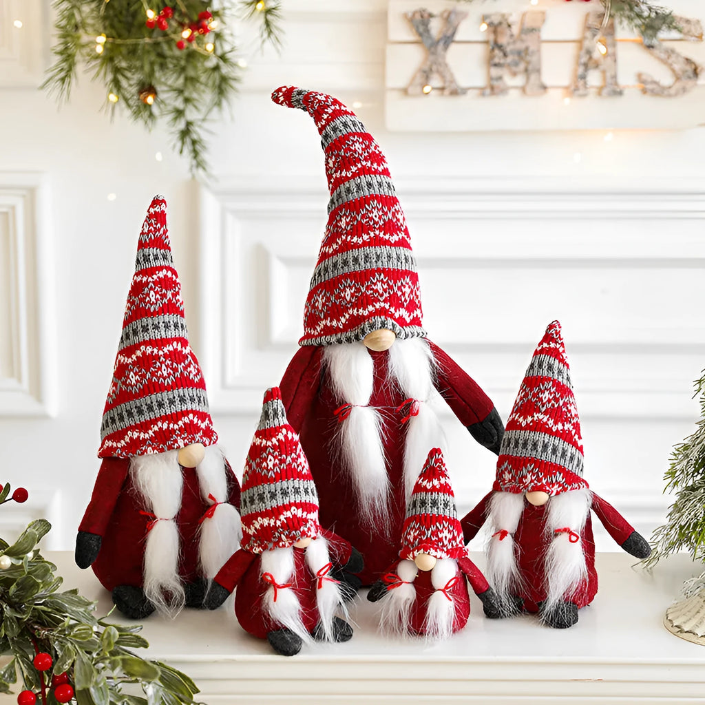Faceless doll Christmas ornament in grey or red cloth with Santa Claus doll and Christmas Rudolf design, 14cm to 50cm
