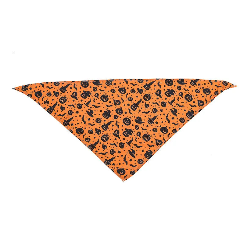 Halloween themed nylon pet scarf with cartoon print available in cutting and folding sizes for dogs and cats