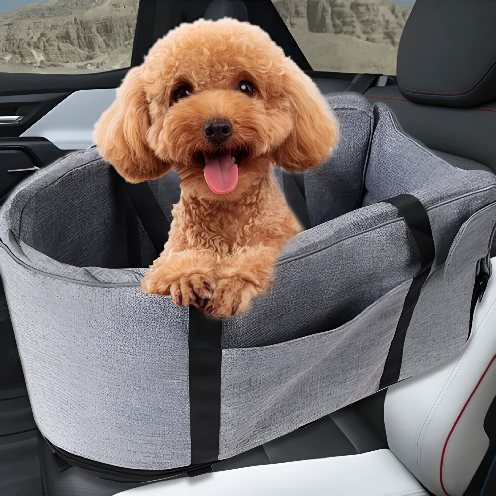 Blue cloth outdoor dog kennel for car travel and garden use.