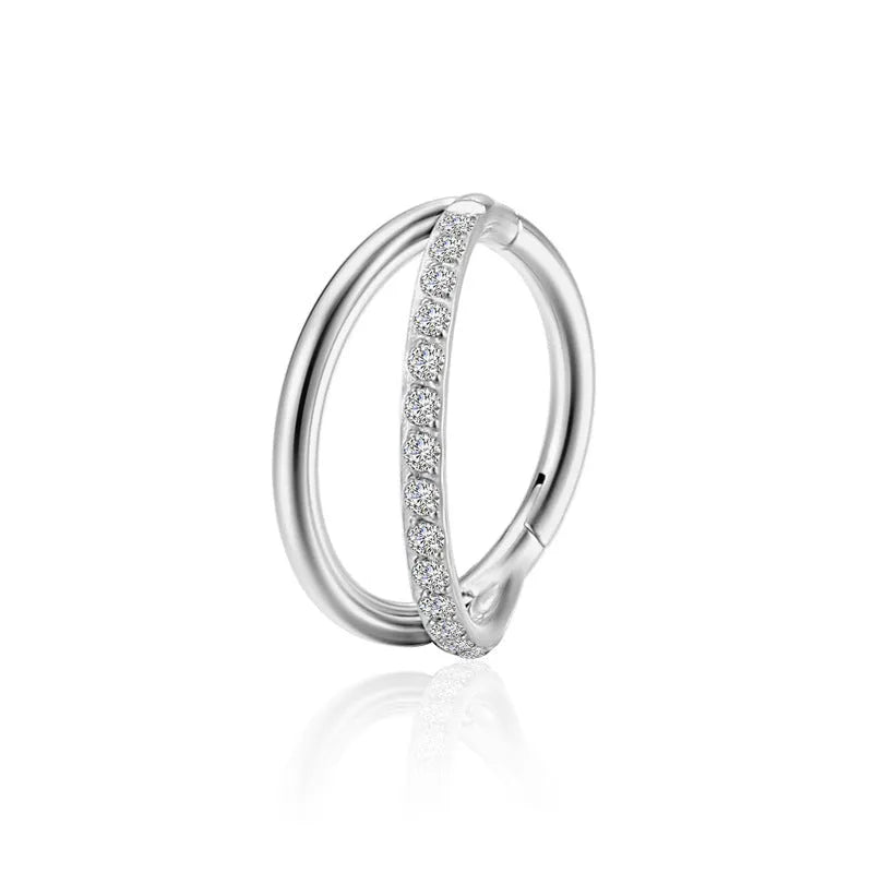 F136 Titanium Alloy nose ring body jewellery shown in silver, gold, black, and rose gold finishes.