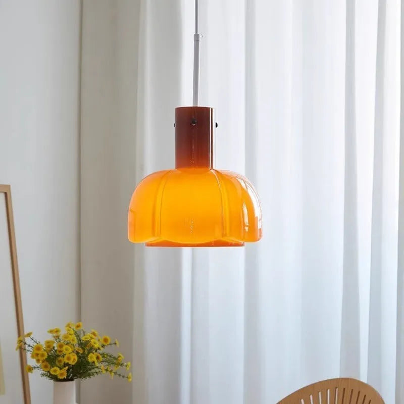 Medieval retro-style glass bud chandelier pendant light with a choice of six colours.