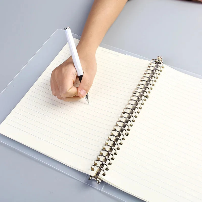 A5 26-hole looped binder notebook with matte PP cover and horizontal line pages