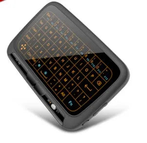 H18 mini wireless keyboard with backlit keys and touchpad in black