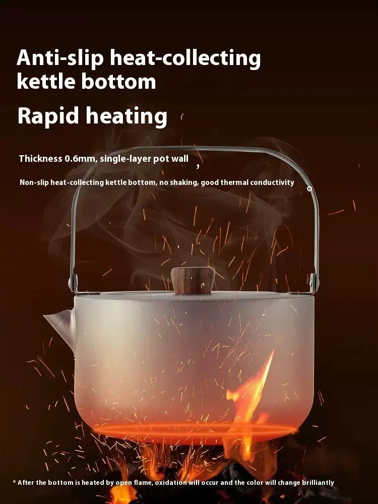 Titanium alloy 1.2L camping teapot for outdoor boiling