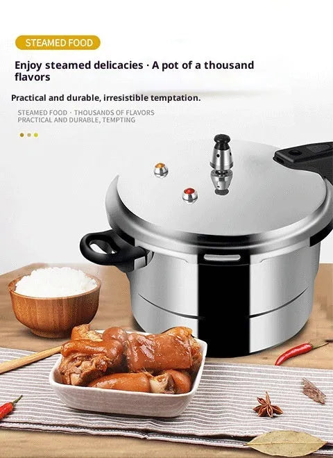 White universal pressure cooker 22cm 5L aluminium alloy with double-sole bottom for gas and induction cooktops