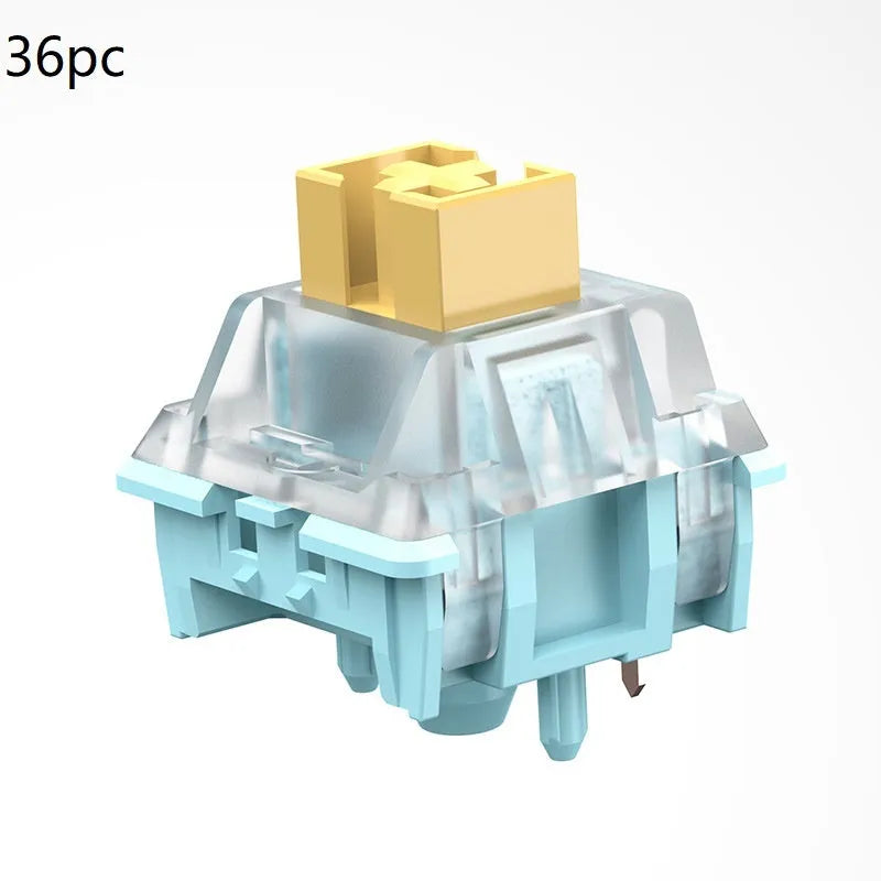 36 Sea Salt Lemon PRO Mute tactile keyboard switches for mechanical keyboards on a white background.