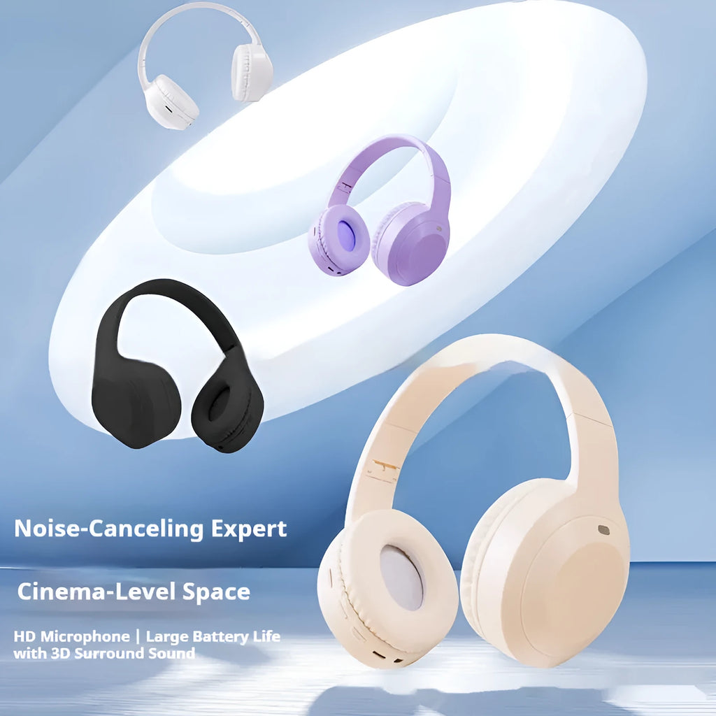 Wireless Bluetooth headset M5 over-ear HIFI stereo in black, white, purple or apricot with 10m range