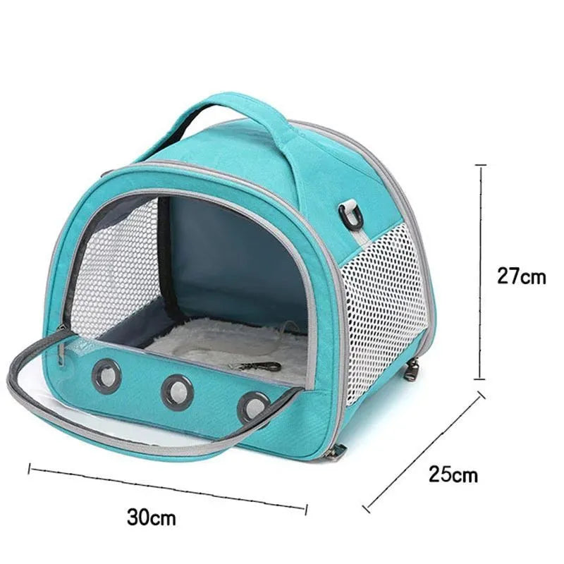 Foldable portable bird bag in black for small pets, one-shoulder carry with mesh ventilation