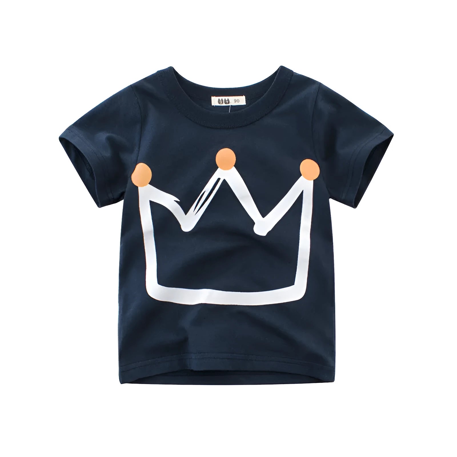 Korean style boys' cotton t-shirt in royal blue and flower grey colours with short sleeves
