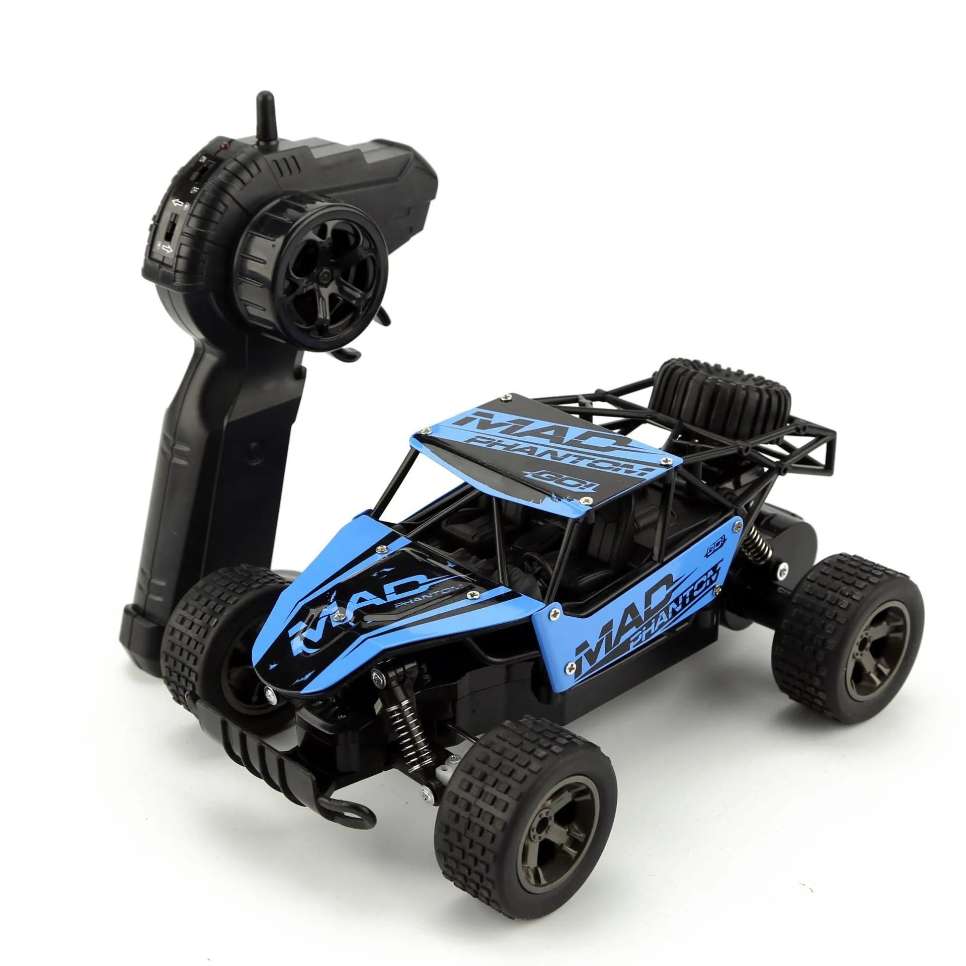 Blue and yellow 1:18 scale remote control drift car with 2.4Ghz transmitter