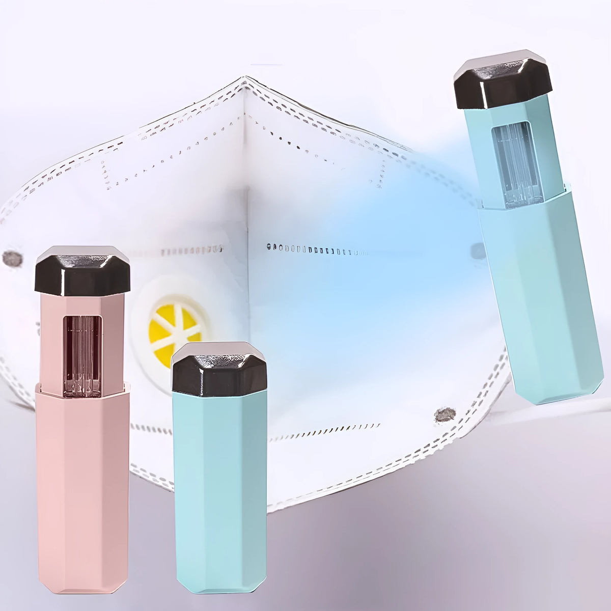 Portable UVC ozone USB germicidal wand steriliser in blue, folded size 37.5x37.5x98mm